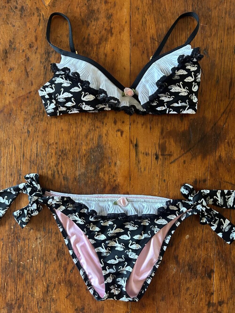 Vintage Betsey Johnson Swan Lake Bikini Set